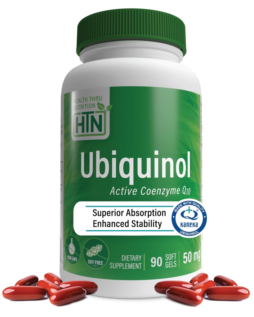 Zdraví Thru Nutrition Ubiquinol 50mg 90 Softgels jako Kaneka QH snížená CoQ-10 CZ124; stabilizované - 3. strana testováno 124; Zvýšená biologická dostupnost CZ124; Kardiovaskulární a Mitochondria Function Support COD124; Non- GMO