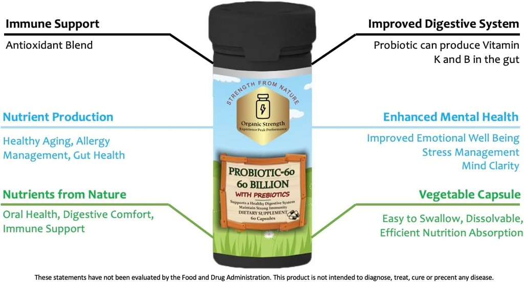 Probiotika 60 Kapsle: Nurish Your Gut for Optimal Digestive Health with Proprietal Blend of 60 Billion CFU (60 Počet)