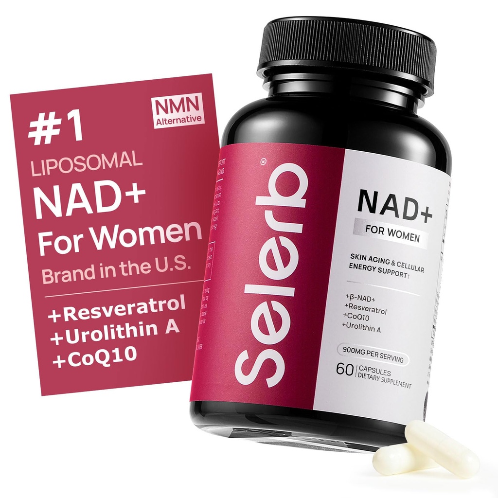 NAD + Dodatek pro ženy - NMN Alternativa s β-NAD +, Trans-Resveratrol, CoQ10, D-Ribose - Promotes Cellular Obnova, Energie, a Radiant Skin Health - 60 Kapsle Advanced
