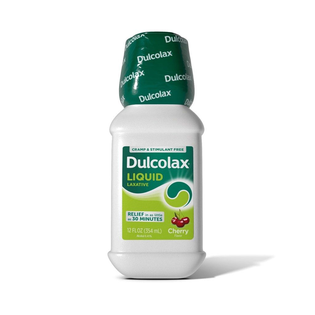 Dulcolax Saline Laxative Liquid, Fast & Gentle Constolly Relief, Natural Laxatives, Softens Stool, Cherry Flavor, Magnesium Hydroxide 1200 mg, 12 f. oz.