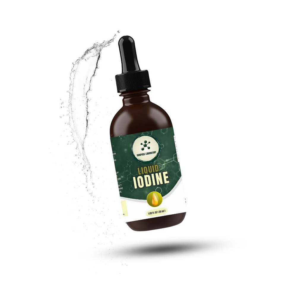 Compass Laboratory Jod Liquid Kapky 124; Clear & Barevné Liquid CLAS124; 50ml - 250mcg / Serving CLAS124; High- Purity Dietní dodatek