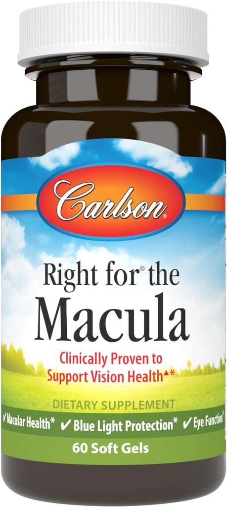 Carlson - Právo na Macula, Klinicky osvědčený na podporu Vision Health, Macular Health, Blue Light Protection & Eye Function, 60 Softgels
