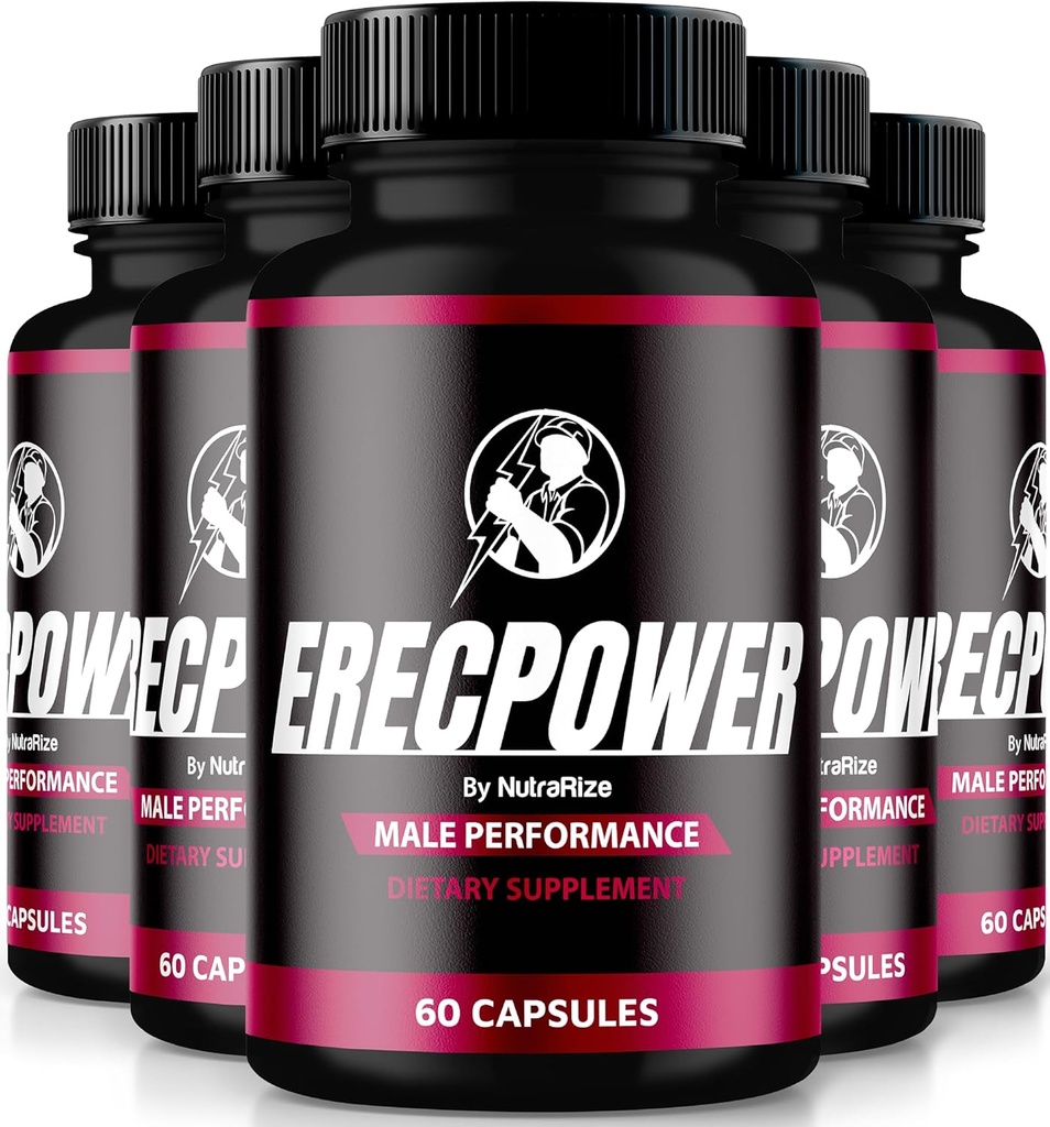 (5 Pack) EreCPower pro muže, Oficiální EreCPower pilulky, Přírodní mužský dodatek k palivové energii a podpora celkové zdraví, Erec výkon, Review (300 Kapsle)