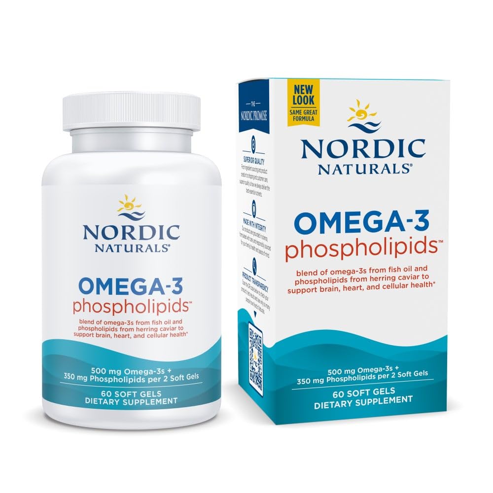Nordic Naturals Omega33 Fosfolipidy, Neochucené - 60 Soft Gels - 500 mg Omega33 & 350 mg Fosfolipidy - Srdce & Brain Health - Malé, Easy- to- Swallow Soft Gels - Non- GMO - 30 Servings