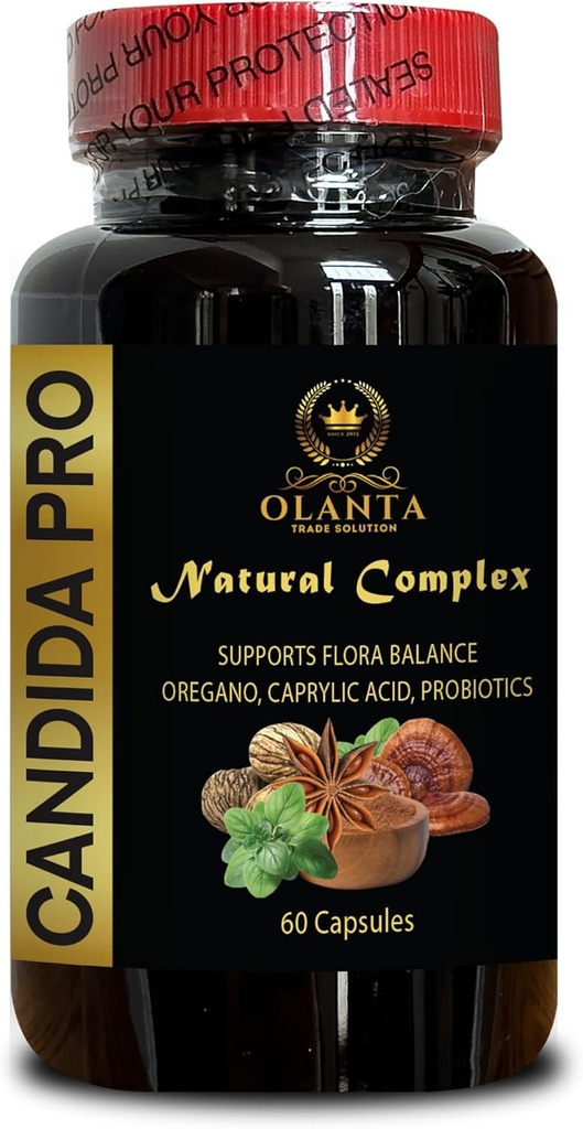 Candida PRO Complex - Vyvážený Gut Health Support, kapsle s kyselinou kapslí pro Candidu, Black Walnut, Wormwood, Candida pro ženy - 1 lahvička