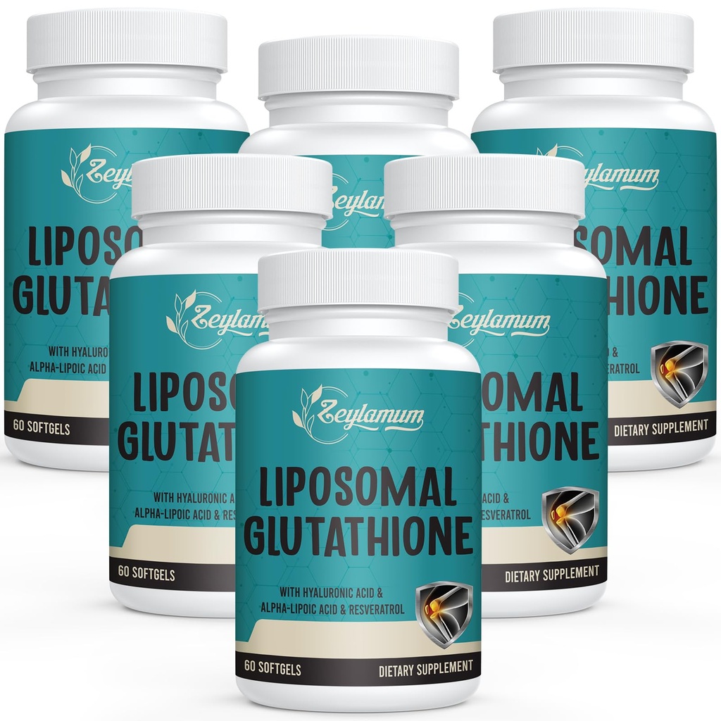 2400 MG Lipozomální Glutathione Softgels, Max Absorpce, Active Form L- Glutathione Reduced (GSH), s Hyaluronic acid, Resveratrol, Master Antioxidants for Detox, Brain, Imunitation System, 360 Softgels