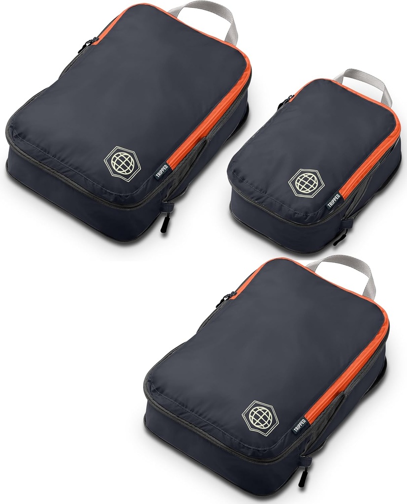 Kompresní balení Kuby Set pro cestování - Lehký, Trvalý Oblečení Organizátor pro zavazadla a kufry TRIPPED Travel Gear
