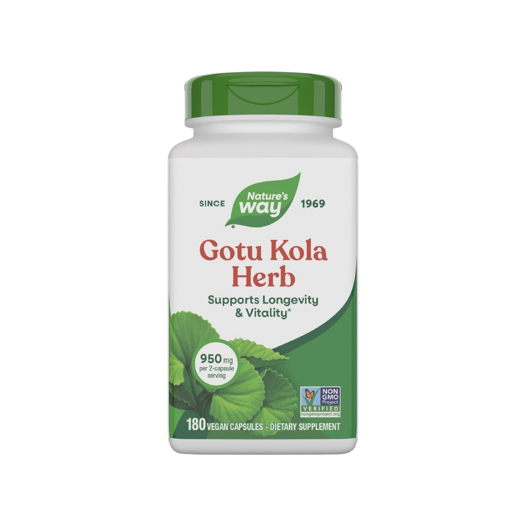 Nature 's Way Gotu Kola Herb, Supports Longevity and Vitality *, 950 mg / 2- Capsule Serving, Non- GMO Project Ověřený, 180 Kapsle (Balení květen Vary)