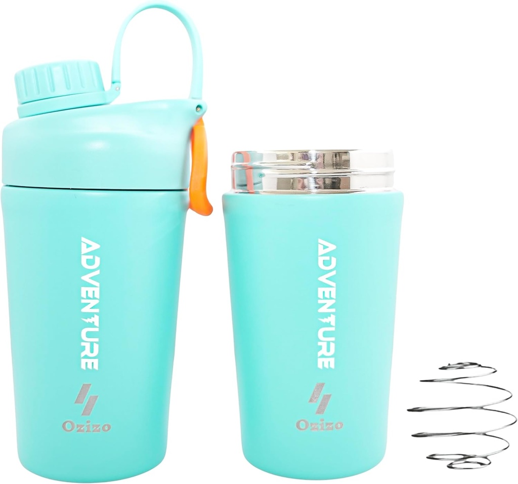 Ozizo Protein Mixing Cup for Protein Mixes, 20 Ounces Stainless Steel Shaker Lahvička, Izolovaný, Leak Proof, Odor Resistant, Small Cute Gym Mixer for Men, Women, Boys, Girls, Hot & Cold Drinks