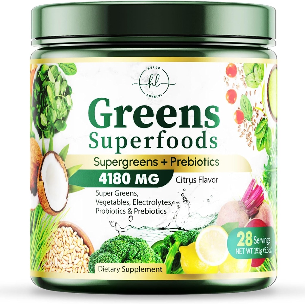 Zelený prášek Superfood - Premium Organic Super Zelený Šťáva Powder - Baleno s probiotika, pšeničná tráva, Enzymy, Spirulina, Chlorella pro stravovací & Gut zdraví, Smoothie Drink Mix - 28 Služeb