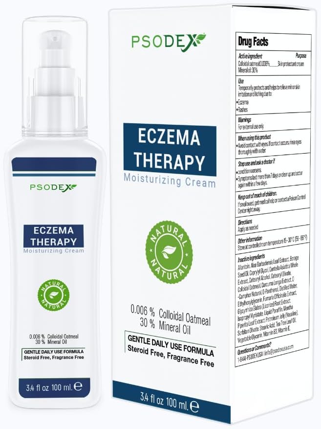 PSODEX Eczema Cream - Moisturizující Eczema Terapie Kožní péče s Aloe Vera, Vitamíny, Tea Tree Oil - Organic and Natural Eczema Lotion - Non- Irritating and Soothing Eczema Cream