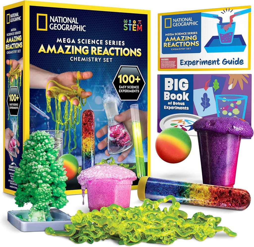 National Geographic Amazing Chemistry Set - Chemie Kit s 45 vědeckými experimenty včetně Crystal Growing and Reactions, Science Kit for Kids, STEM Gift for Boys and Girls (Exkluzivní)