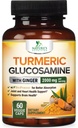 Kurkumin dodatek 2000mg - 95% Kurkuminoidy s Glucosamine, Ginger & MSM, BioPerine Black Pepper pro nejlepší absorpci, Nature Vegan Joint Support, Non- GMO, Lahve v USA - 60 Kapsle