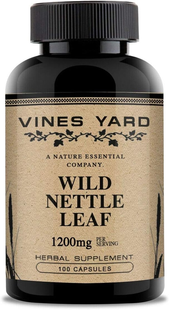 Wild Nettle Leaf Kapsle 124; Podporuje zdravou rovnováhu tekutin a moč Tract Issues 124; 100% přírodní organické Bylinné doplňky 1200mg 124; 100 Pack