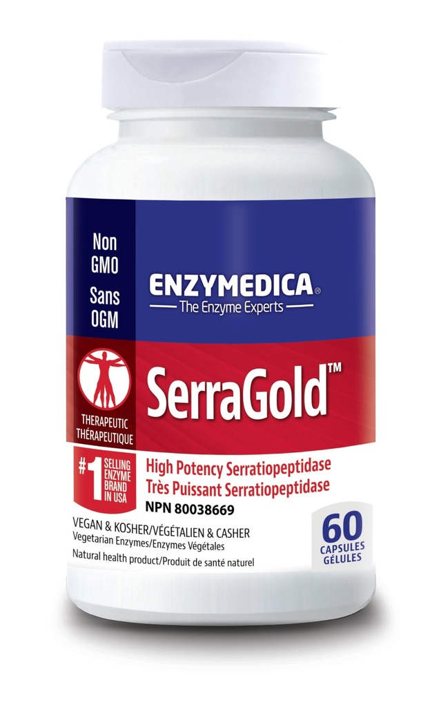 Enzymedica, SerraGold, High- potency Serrapeptáza doplněk enzymu, podporuje dýchání, srdce a imunitní funkce, 60 Počet