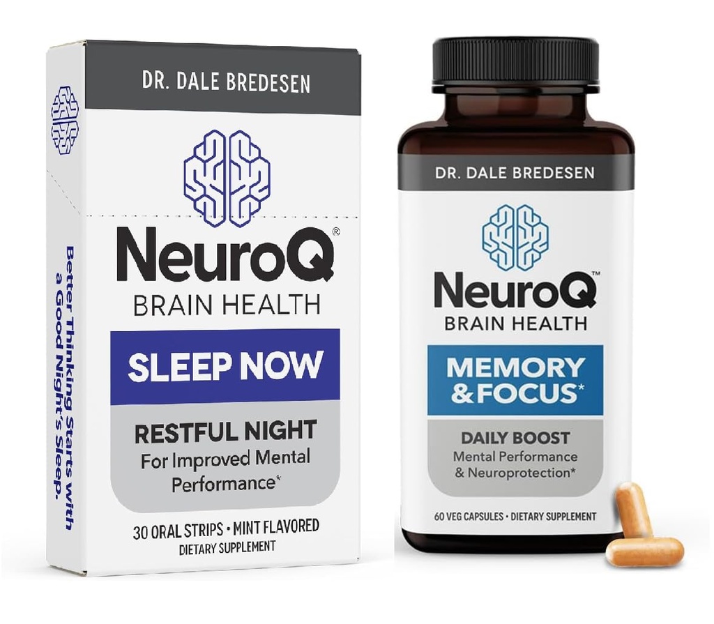 LifeSeasons NeuroQ Memory & Focus with SleepNow Strips - 24 / 7 Brain Health Support - Zlepšení kognitivní spánkové funkce - 30 denní dodávka