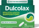 Dulcolax Stimulant Laxative Medicated Suppositors, Predictable & Effective Constolly Relief, Bisacodyl 10 mg, 16 Počet