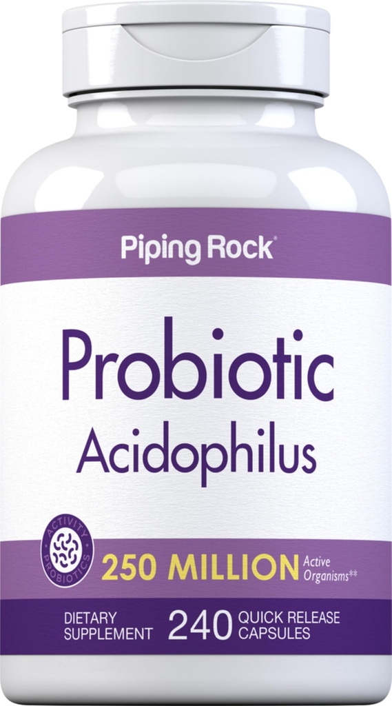 Piping Rock Probiotic Acidophilus Kapsle 124; 250 milionů CFU 124; 240 pilulky 124; Dietní dodatek 124; Non- GMO, gluten zdarma