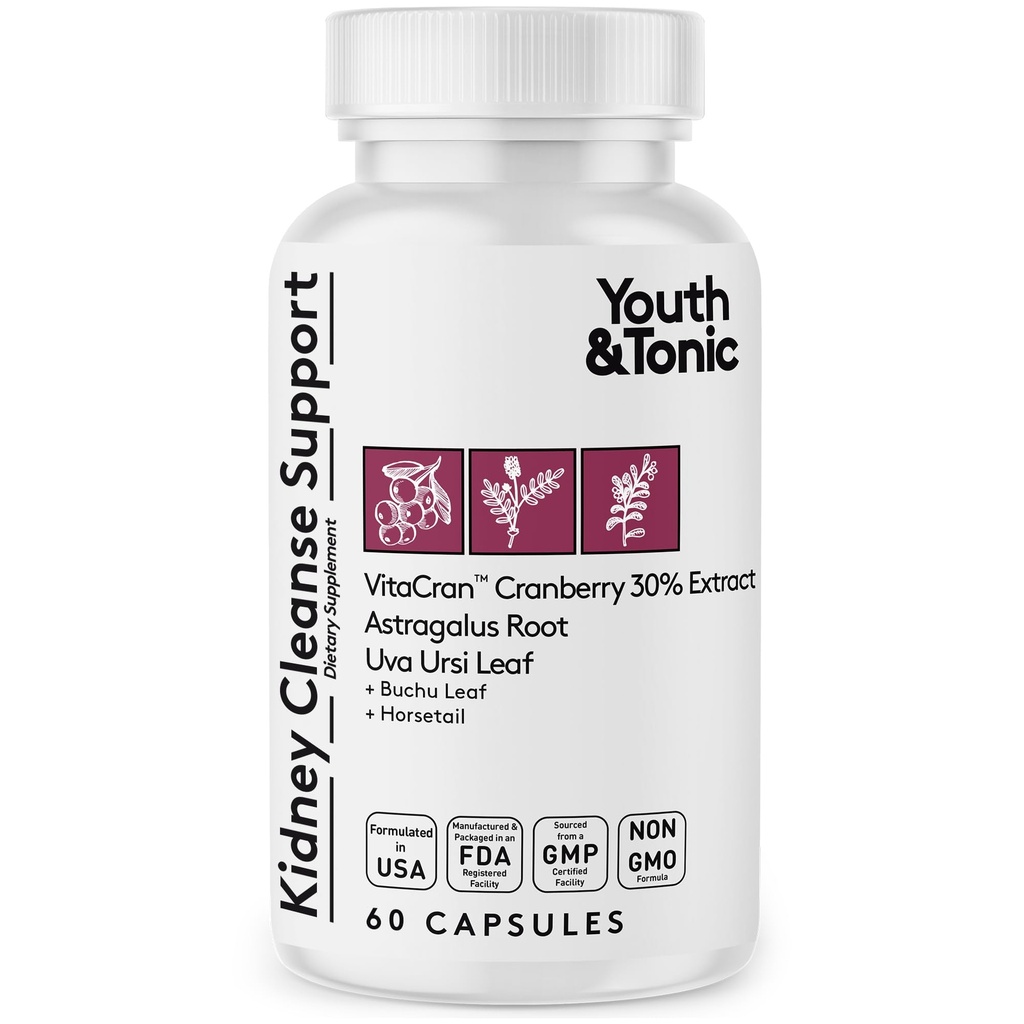 Mládež & Tonic Ledviny Čištění Detox pro reziduální metabolický odpad & nadbytek tělesné vody pro močový trakt & močové měchýře Zdraví 60 Kapsle