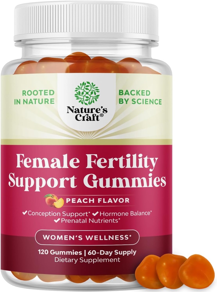 Plodnost Gummies pro ženy Snaží se početí - Yummy Gummy plodnost dodatek pro ženy s Myo-Inositol Folic Acid & Vitex Chasteberry - Vegan Non- GMO & gluten zdarma - šťavnaté Peach (60 Služení)