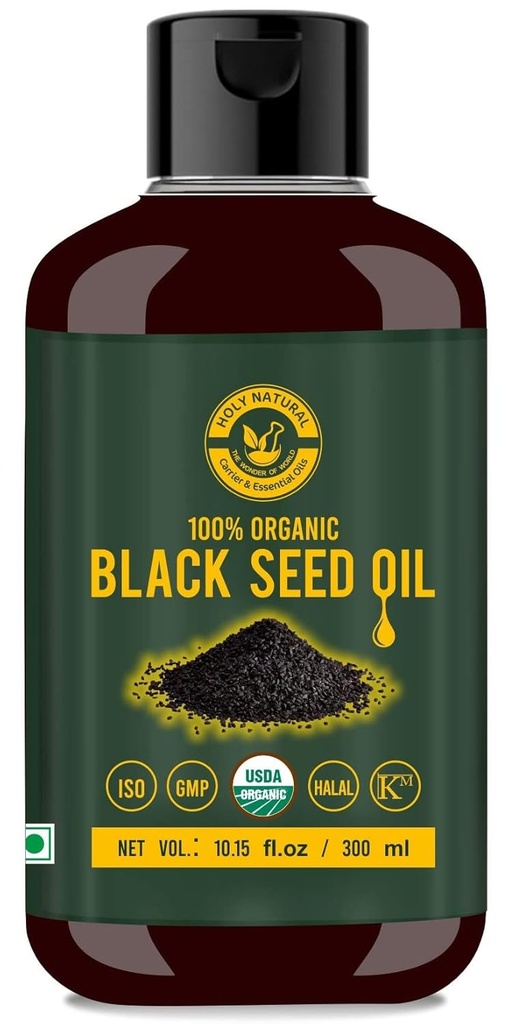 Black Seed / Nigella Sativa / Kalonji Seeds Oil (10.15 fl oz), Virgin Cold-Pressed, Pure & Natural, No GMO, Untreated Black Seed Oil - Zdroj Thymoquinone & Omega 3,6 & 9