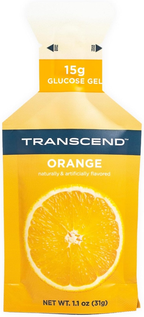 Transcend Foods Orange Gel (1.1 oz, balení 38) Fast- acting Carb Gel Orange Flavor - kofein zdarma