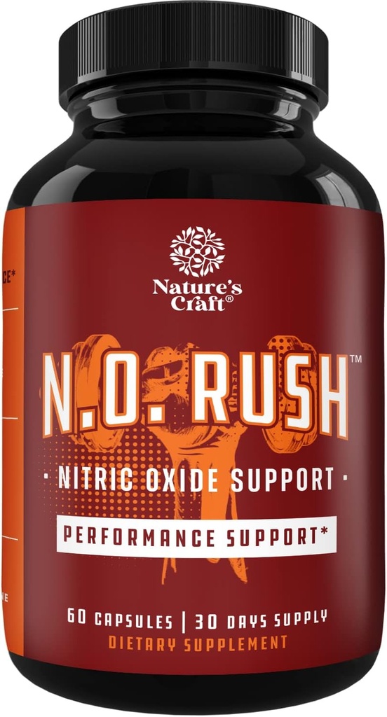 Nitric Oxide Support Pills - Natural Workout Doplněk & Cvičení Enhancer - Zvýšení energetické síly Recovery Muscle Builder - Čistý L- Arginin & L- Citrulline Amino Acid Kapsle - Natures Craft