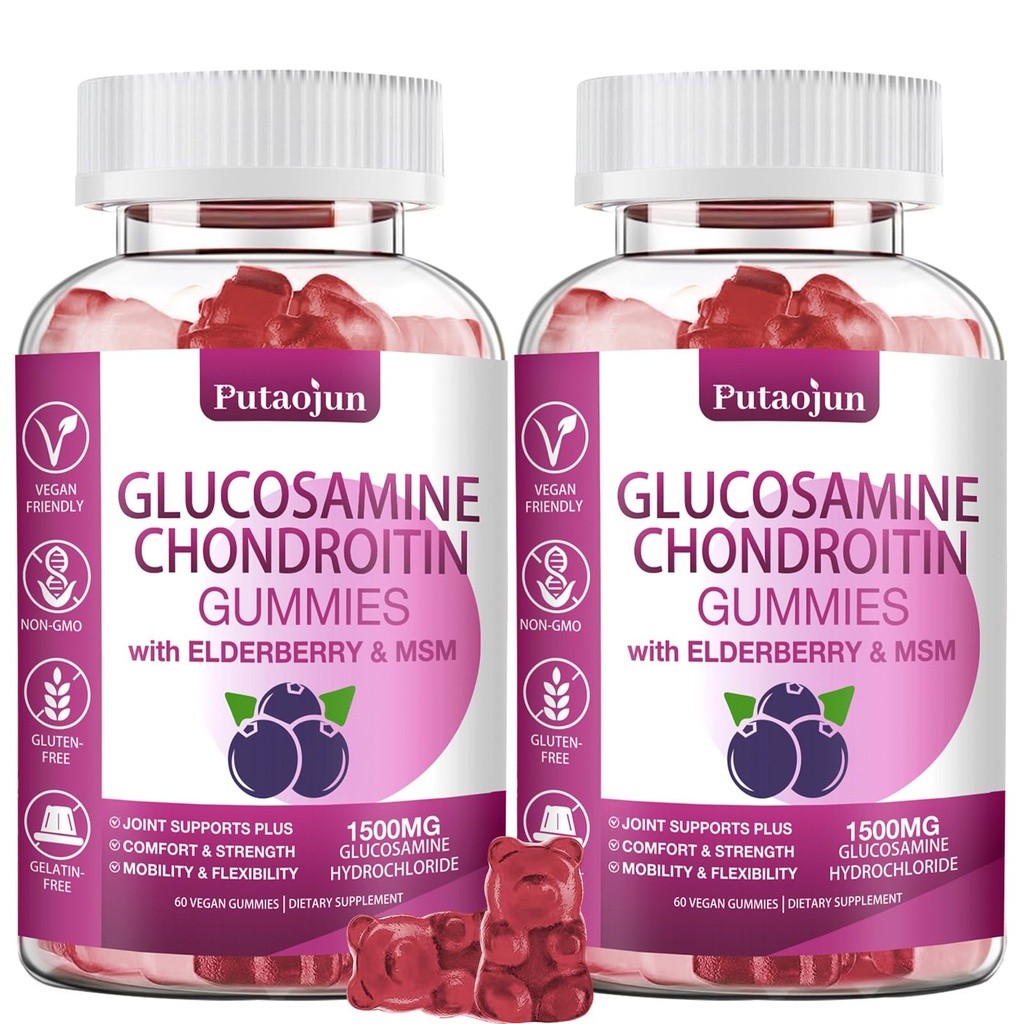 Glucosamine Chondroitin Doplňky k MSM a Elderberry 124; Glucosamine Chondroitin Gummy pro dospělé a ženy Muži 124; Glucosamine chondroitin Gummies Extra Streng124; Joint Supplementary 124; 2 Pack