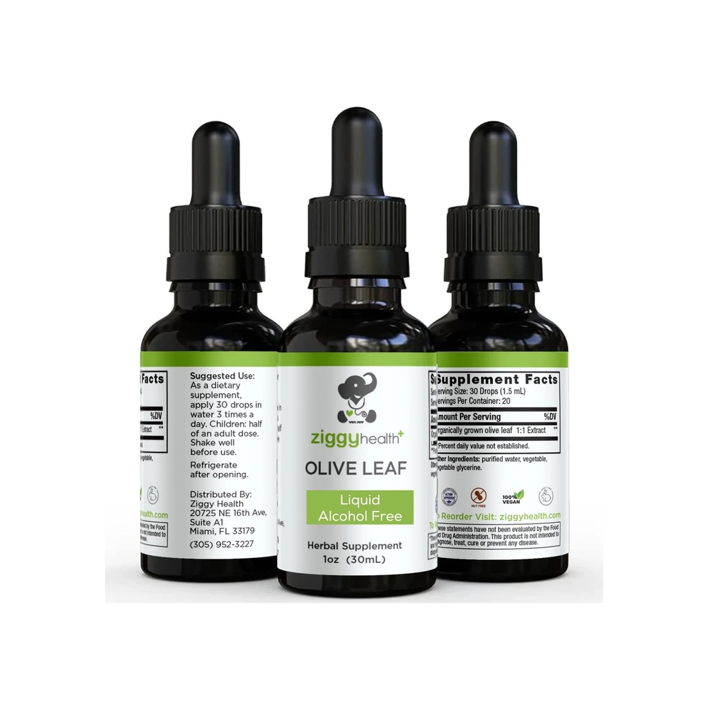 Olive Leaf Extract Liquid Tincture - Organic - Alkohol zdarma doplněk stravy - Extra síla - Kardiovaskulární a celková podpora zdraví - Vegan - 1 oz od Ziggy Health