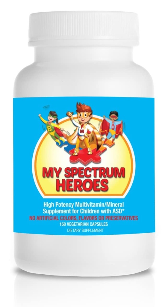 My Spectrum Heroes Children 's Multivitamin Dodatek - Acetyl- l- karnitin, Cholin, Coenzym Q10, Inositol, MSM, MTHF, NAC pro denní nutriční pomoc a kognitivní zdraví (150 Kapsle)