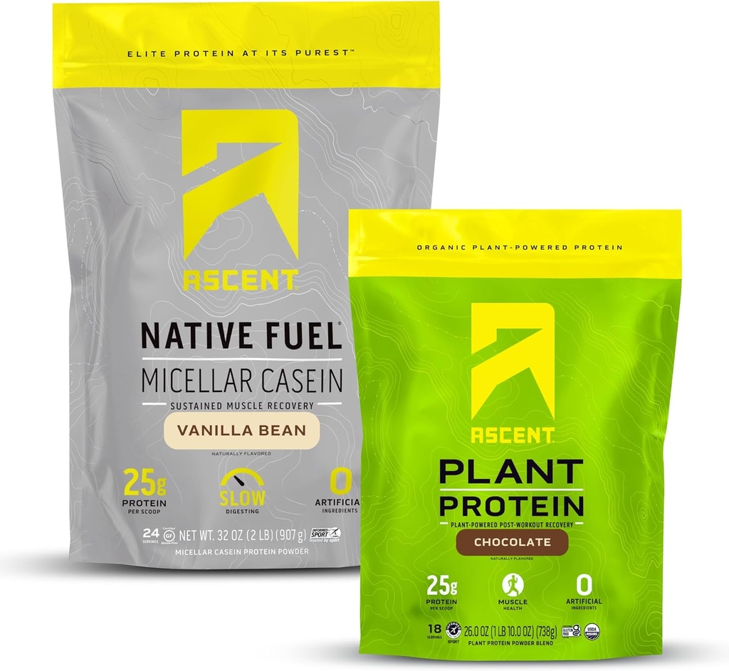 Areach Kasein protein Powder Vanilla Bean 2 LB & Plant Protein Powder Chocolate 18 Doručování