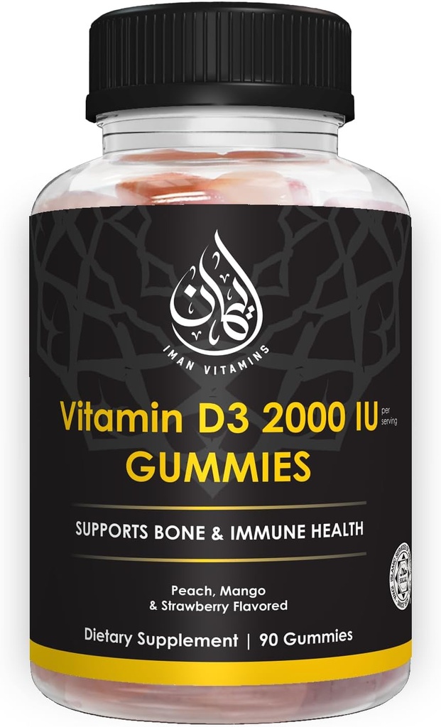 Halogenní vitamin D3 Gummies pro dospělé, muže a ženy 124; 1000IU - 2000IU PHARMAD 124; Podporuje kostní, imunitní a srdeční zdraví 124; Vegetariánské, Non- GMO, Gluten- Free PHARMAR 124; 45- 90 Služeb