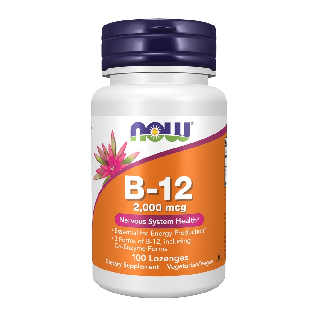 Nyní Potraviny doplňky, B-12 2000 mcg, Energy Production *, Nervový systém zdraví *, 100 Lozenges