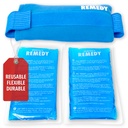 Perfect Remedy 2-Pack gelové ledové balíčky pro zranění se popruhem, flexibilní teplé studené komprese, mýdlo měkké ledové balíčky pro pomoc v zraněných podmínkách, alternativa k horké vody láhve (modrá, pravidelná)