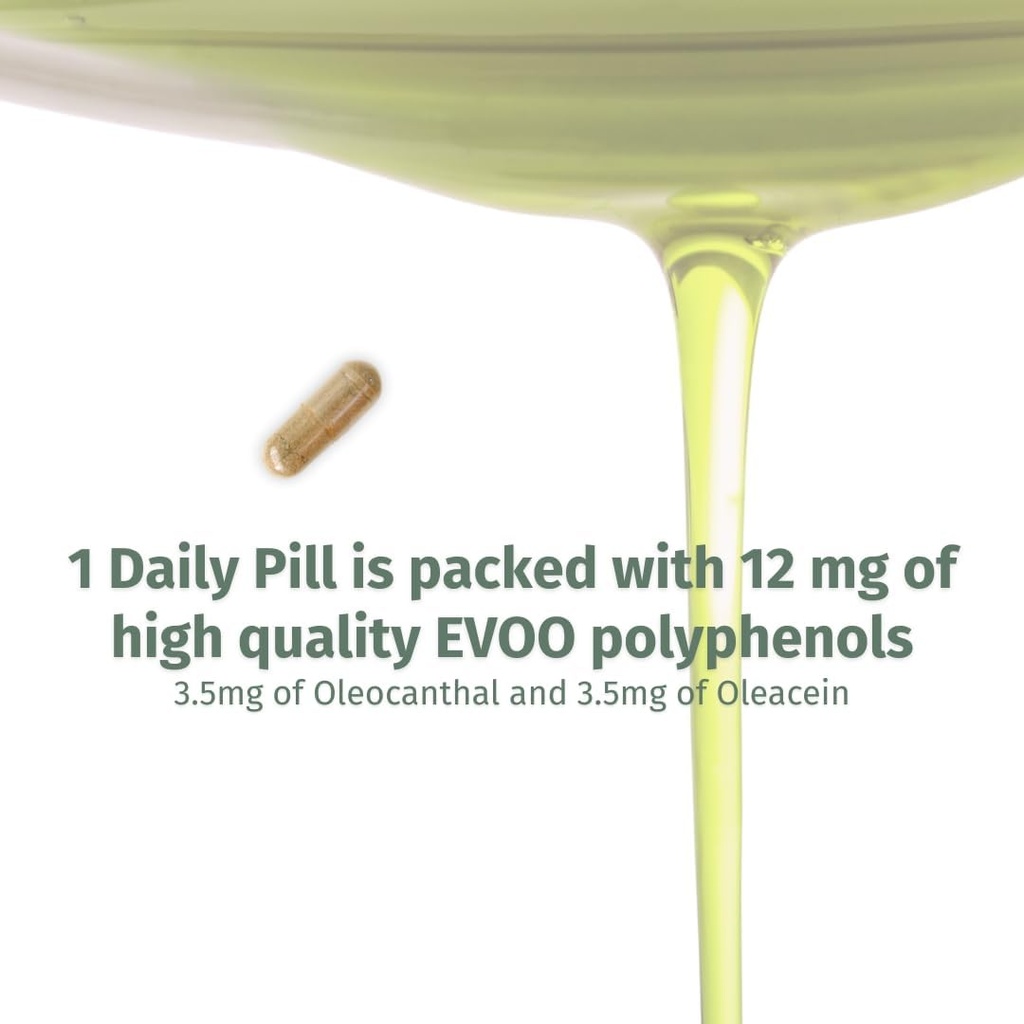 Kapsle Oleocan ™ - 90 denní dodávka - Premium EVOO Polyfenol dodatek - 3.5mg Oleocanthalu a 3.5mg Oleaceinu - Broad Spectrum
