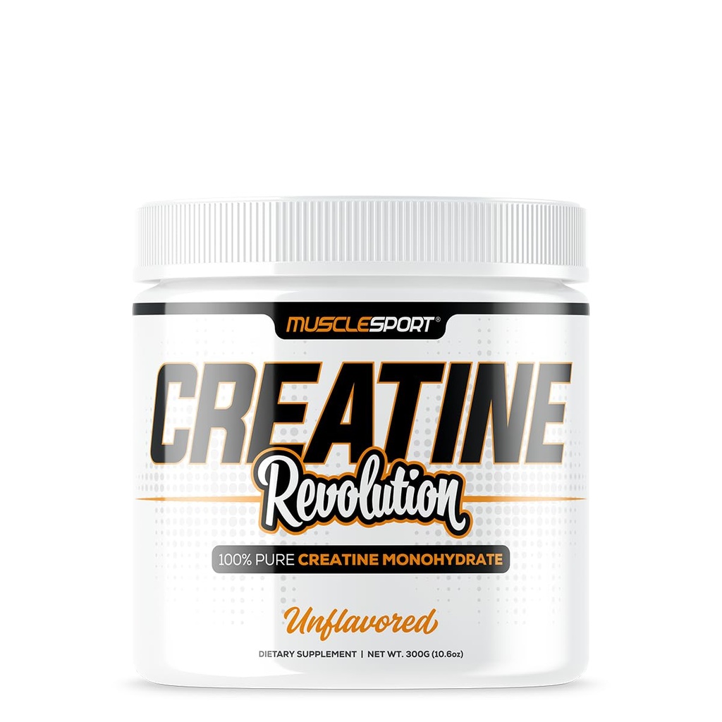 Musclesport Creatin Monohydrát Prášek - Mikronizovaný Creatin Monohydrát - Energie, Síla & Vytrvalost - 300g, Neochucené
