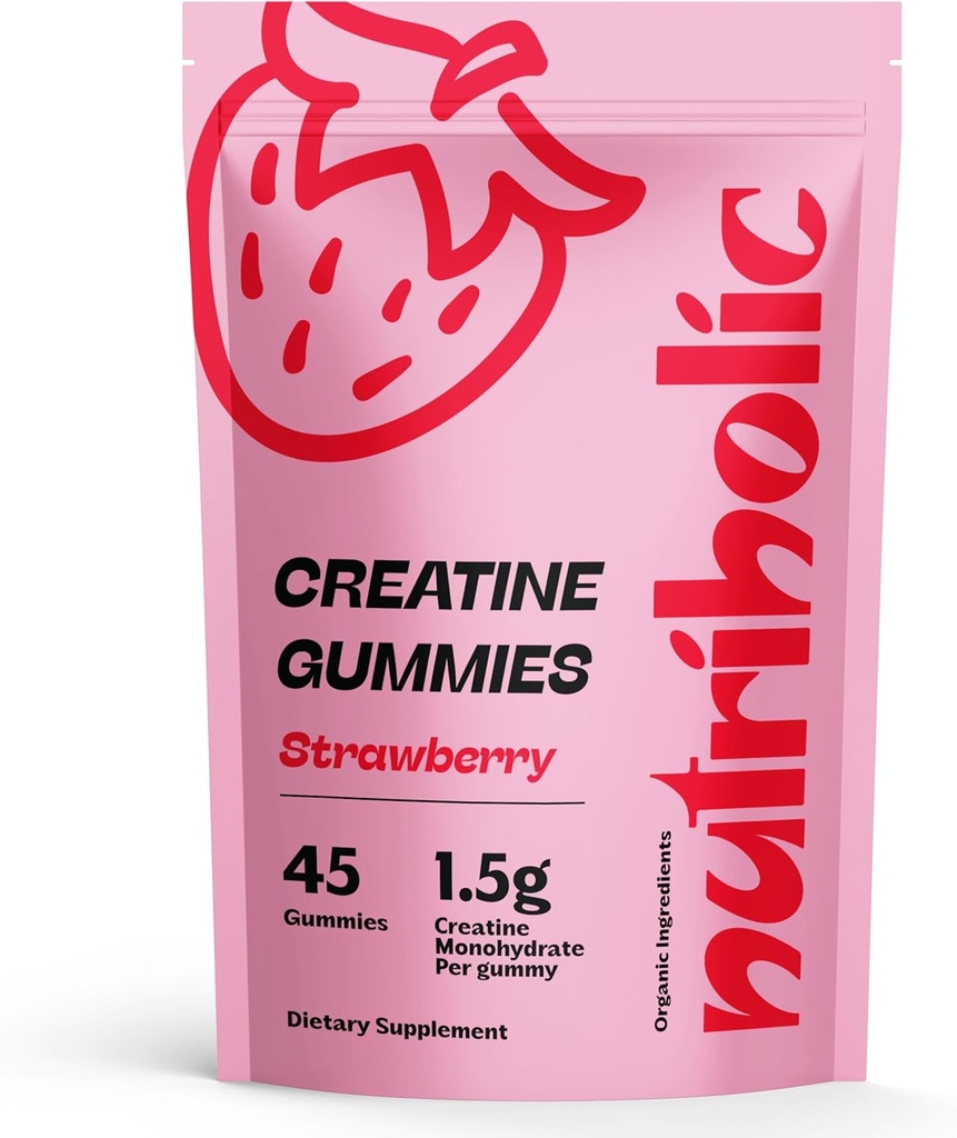 Tvorba monohydrátové žvýkačky pro muže a ženy - Snadno se digest, Vegan, gluten- Free, Non-GMO, 1,5g Creatin per Gummy - 45ct (45 hrabě, jahoda)
