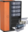 7- Day AM / PM Pořadatel pilulek se Scratch-Resistant kůže pouzdro - Přenosný Týdenní cestovní medicína Box s odnímatelné denní puds & Privacy Design (Bright Orange)