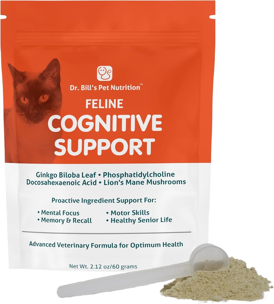 Dr. Bill 's Feline Cognitive Supplion 124; Doplněk pro podporu paměti pro kočky 124; Pet Supplement 124; Obsahuje Gingko Biloba, L-Carnosinus, Vitamin B-12, L-glutamin, L-Tyrosin, a DHA