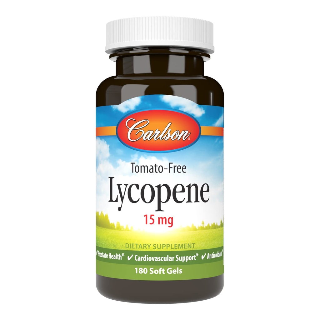 Carlson - Lycopen, 15 mg, Tomato- Free, Podpora zdraví a cirkulace prostaty, Optimální Wellness, 180 Softgels