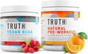 Truth Nutrition Natural Athlete Workout Stack - Natural Preworking (Orange Tangerine) + Vegan BCAA (Red Raspberry)