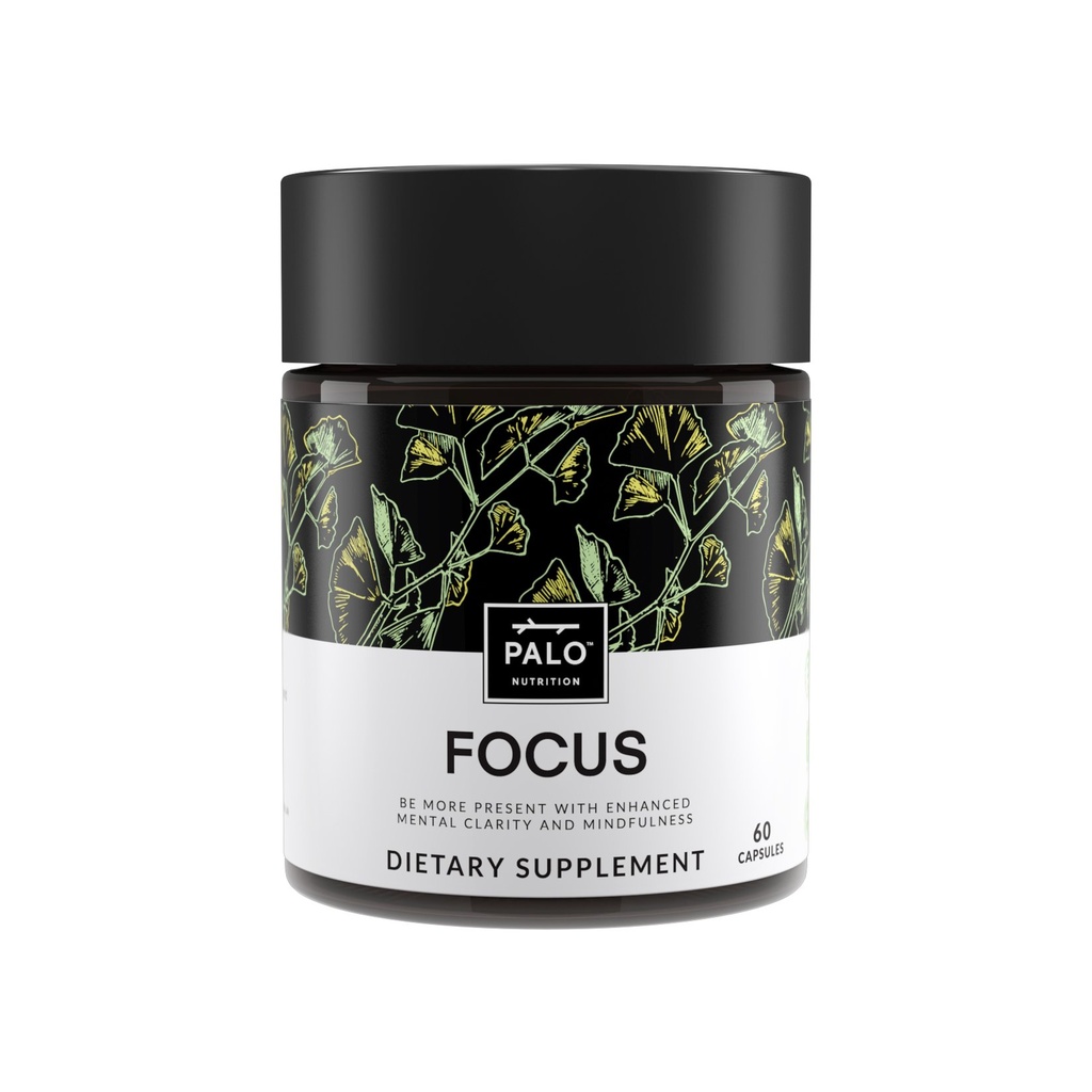 PALO FOCUS Brain Booster přírodní doplněk Nootropic pro paměť, zaměření, učení, reall, pozornost a poznání - Ginkgo Biloba, Bacopa, Gotu Kola, Ashwagandha,, Mucuna 60 kapslí