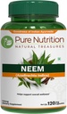 Čistá výživa Neem Kapsle 700mg. (Ekvivalentní k 2600mg Neem Leaf Powder a Bark Powder) Non GMO CLAS124; jednou denně CLAS124; 120 Dny dodávky.