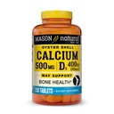 MASON NATURAL Calcium 500 mg (Oyster Shell) s vitamínem D3 na podporu normální funkce kostí a svalů, 250 tablet