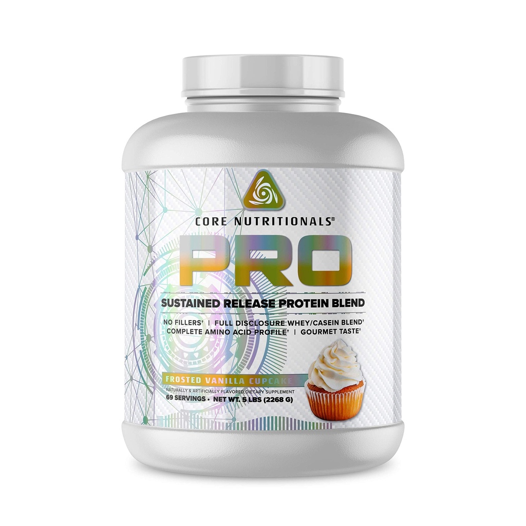 Core Nutritionals Pro Setrvalá uvolňování proteinové směsi, trávicí enzym směsi, 25G protein, 2G carb, 69 Servings (Naolejovaná vanilka Cupcake)