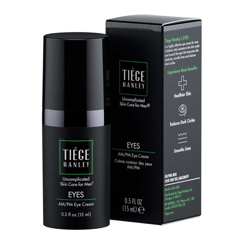 Tiege Hanley oční krém pro muže 124; Redukuje tmavé kruhy, sáčky pod očima, Pufness & Crow 's Feet - Anti- Aging Under Eye Treatment, 0.5 oz