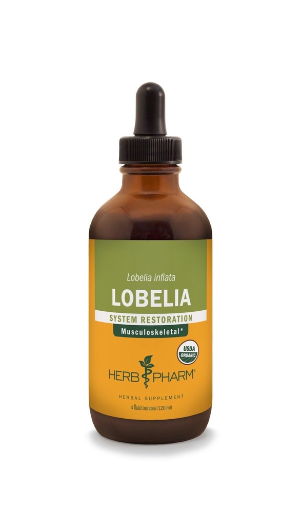 Herb Pharm Certified Organic Lobelia Liquid Extract for Muskuloskeletální systém Support - 4 Ounce