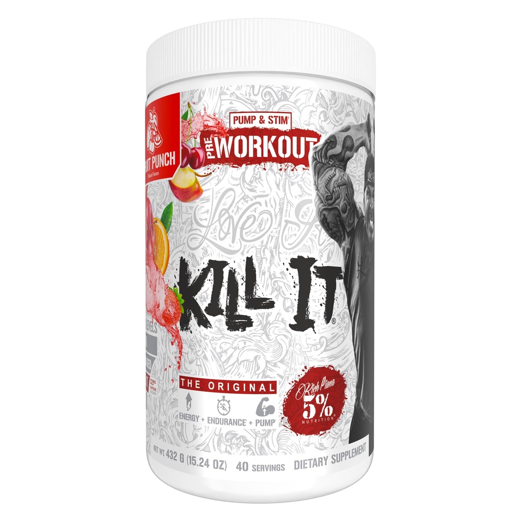 5% Nutrition Rich Piana Kill It Pre Workout Powder w / creatine, Caffeine, Beta Alanin, Hydroprime Glycerol pro čerpadlo, síla, Endurance currency 124; 20 / 40 Srvgs (40 Služení, ovocný punč)