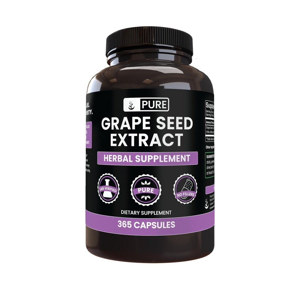 Čisté původní ingredience Grape Seed Extract (365 Kapsle) Ne hořčík nebo rýžové plnidla, Vždy čisté, Laboratorní ověřené
