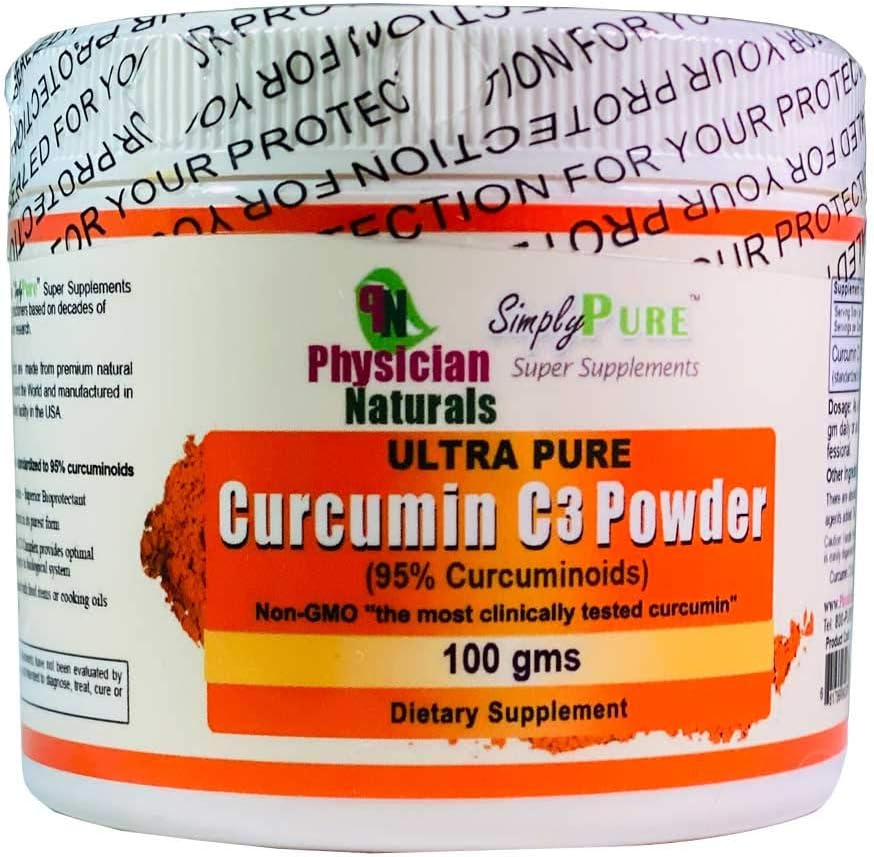 Ultra čistý kurkumin C3 komplexní prášek 100% čistý kurkumin Kurmerický extrakt 100 GMS 11X Absorpce Společná podpora a imunitní zdraví